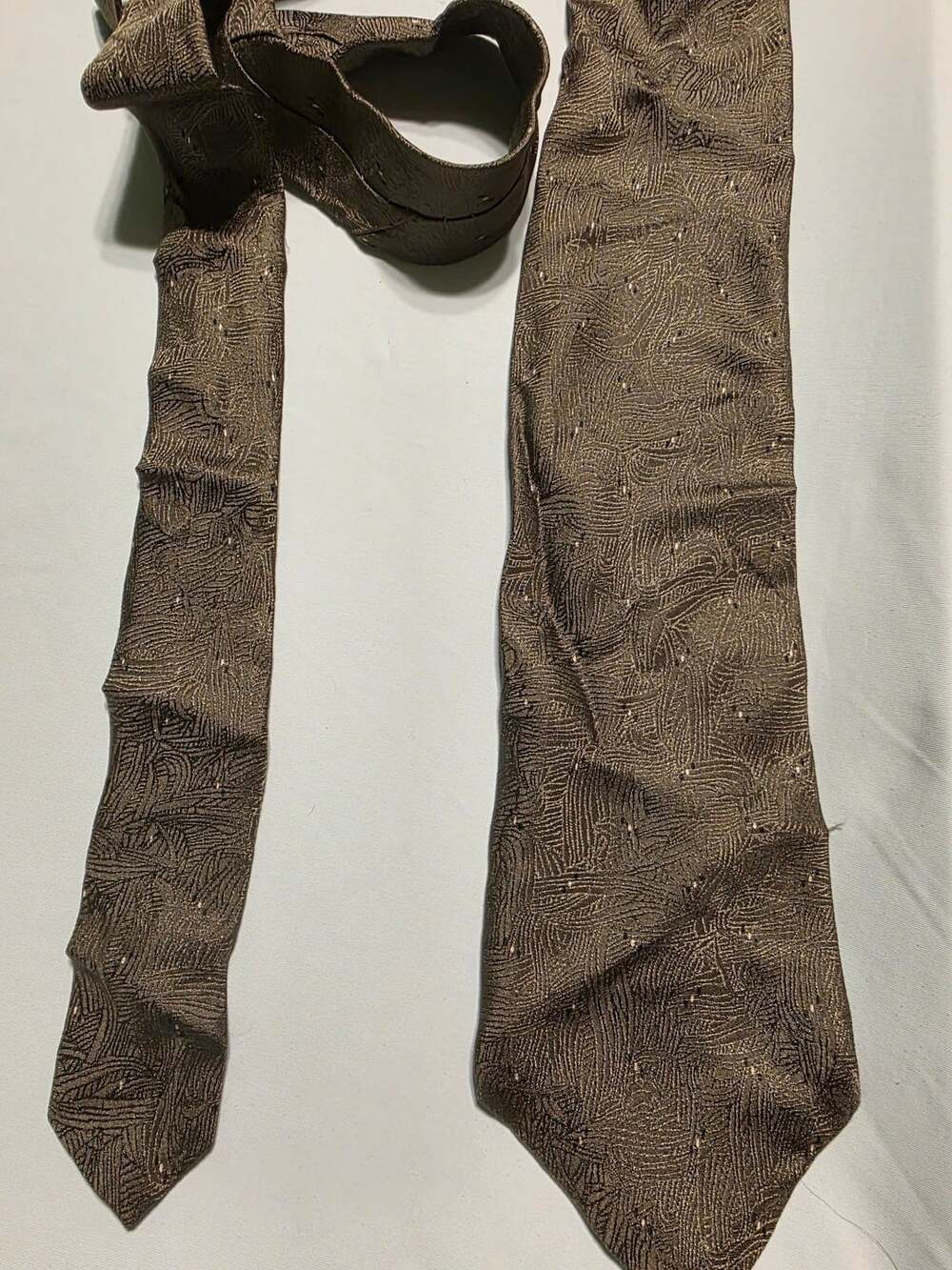 Lanvin Silk Necktie Brown Textured Abstract Pattern Made In Italy